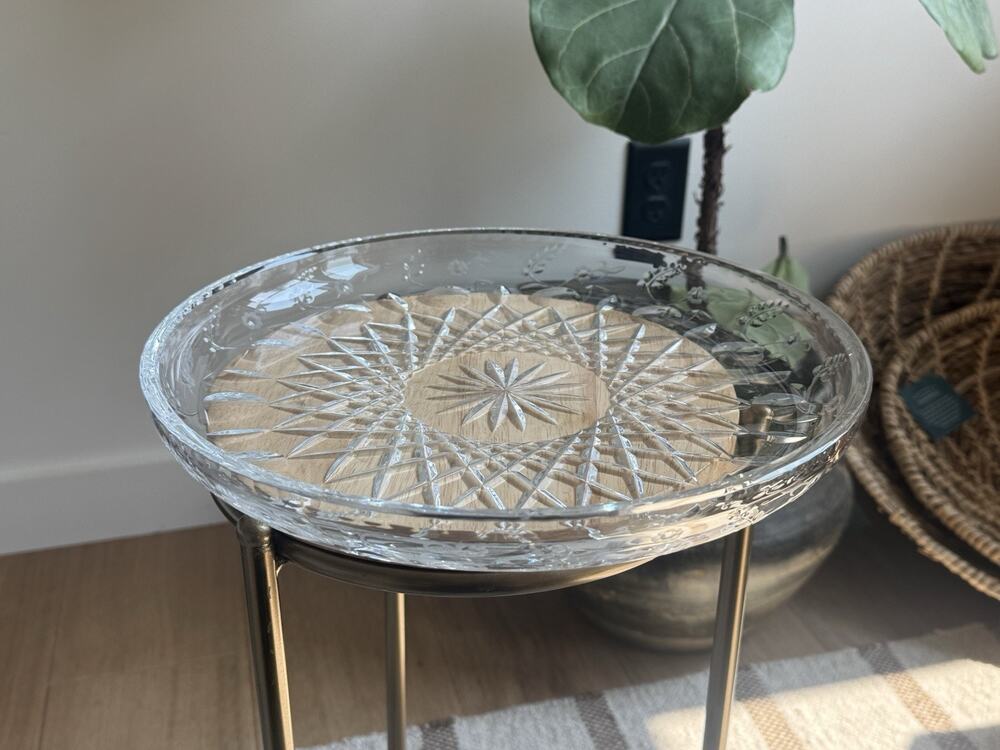 Vintage Rogaska Gallia 12” Serving Plate Platter Crystal Lead Clear Floral